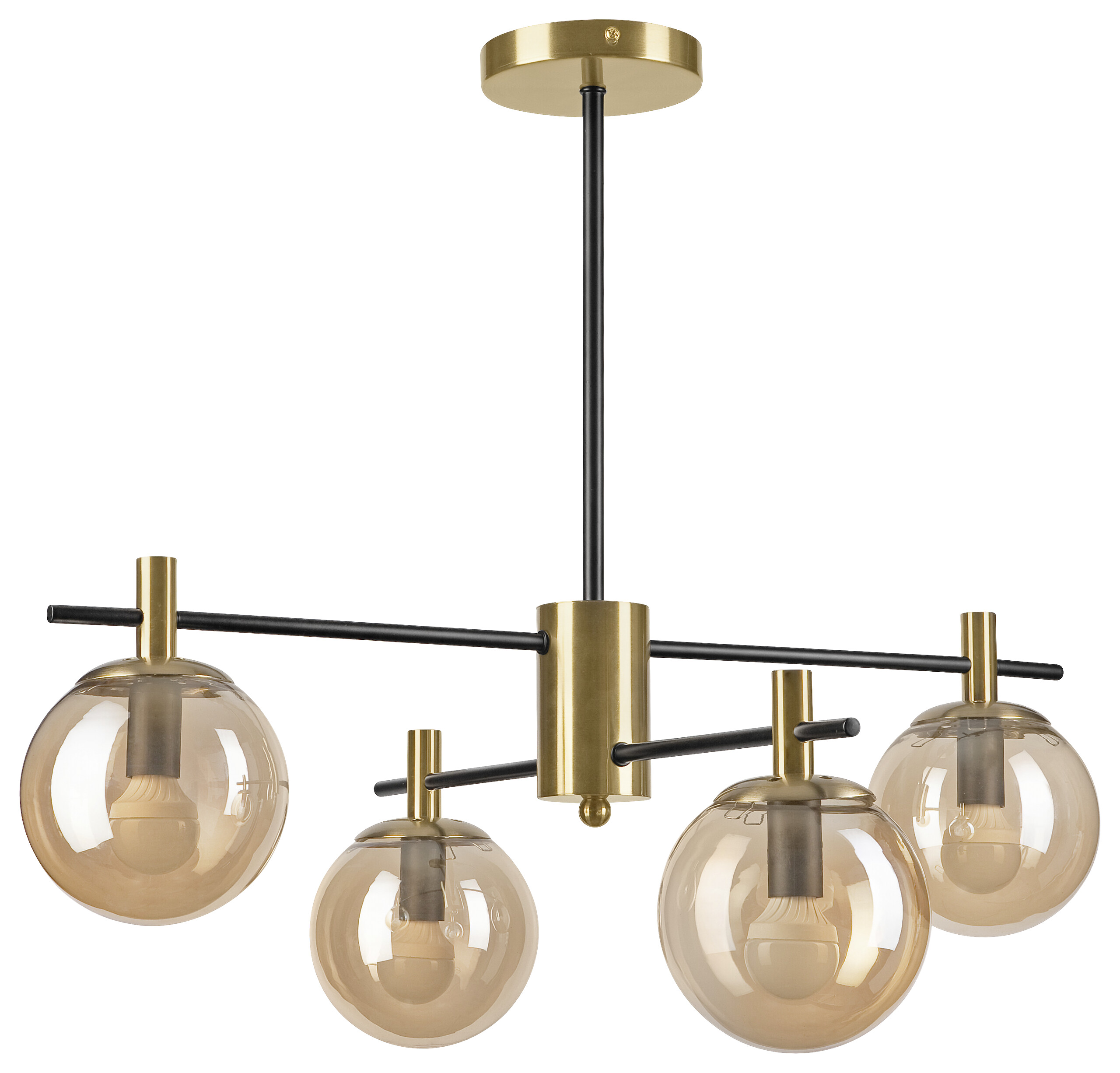 Lamkur Deckenleuchte Lilou gold Stahl Glas B/H/L: ca. 51x53x51 cm E14 6 Brennstellen