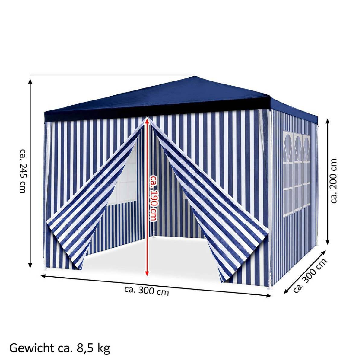 VCM Pavillon royalblau Polyester-Mischgewebe B/H/L: ca. 300x187x300 cm