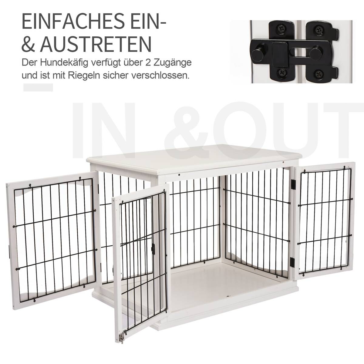 PawHut Hundekäfig weiß Eisen B/H/L: ca. 81x66x58,5 cm