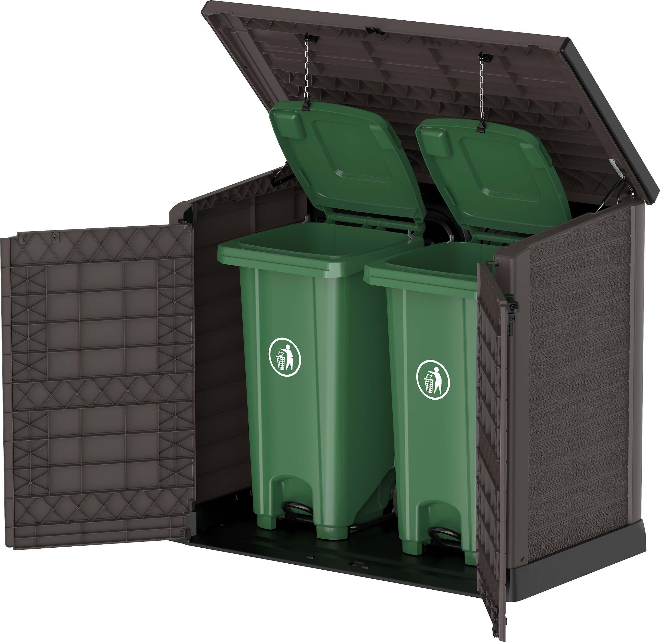 VCM Mülltonnenbox 2er StoreAway braun Kunststoff B/H/L: ca. 145x125x83 cm