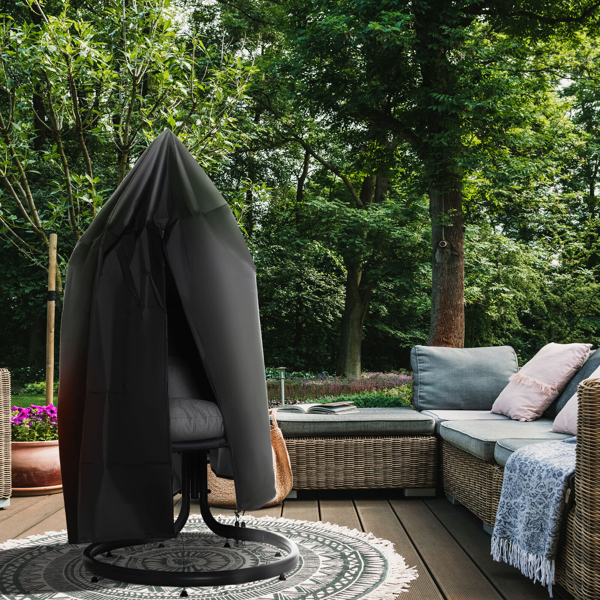 Outsunny Schutzhülle mit Tasche schwarz Kunststoff H/D: ca. 190x115 cm