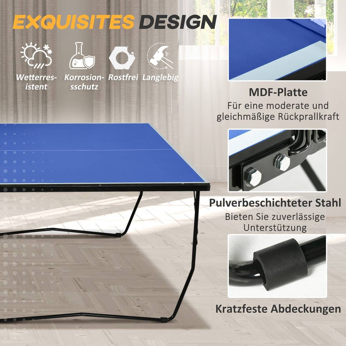 SPORTNOW Tischtennisplatte blau Stahl B/H/L: ca. 152,5x76x274 cm