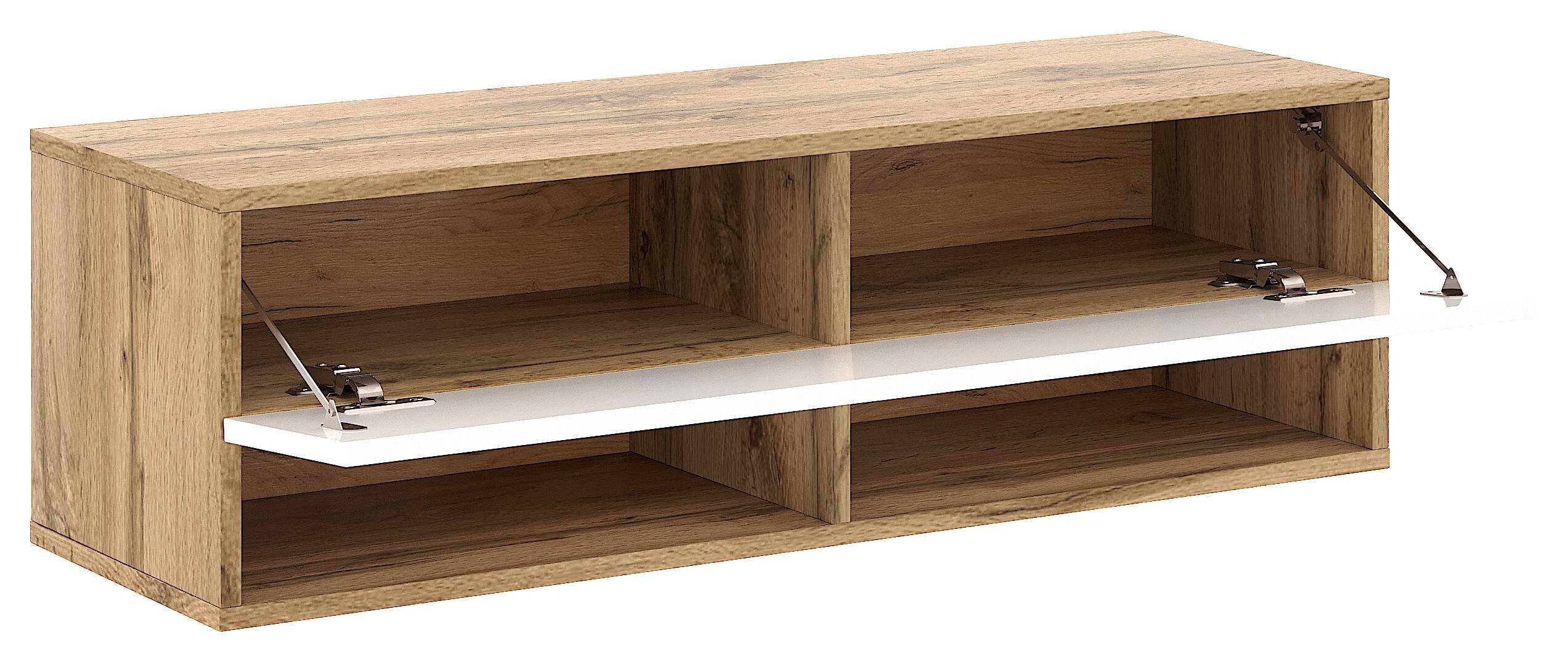 TV-Lowboard TV LOWBOARD DERBY 100 Eiche Wotan Nachbildung weiß glänzend B/H/T: ca. 100x32,5x31,5 cm