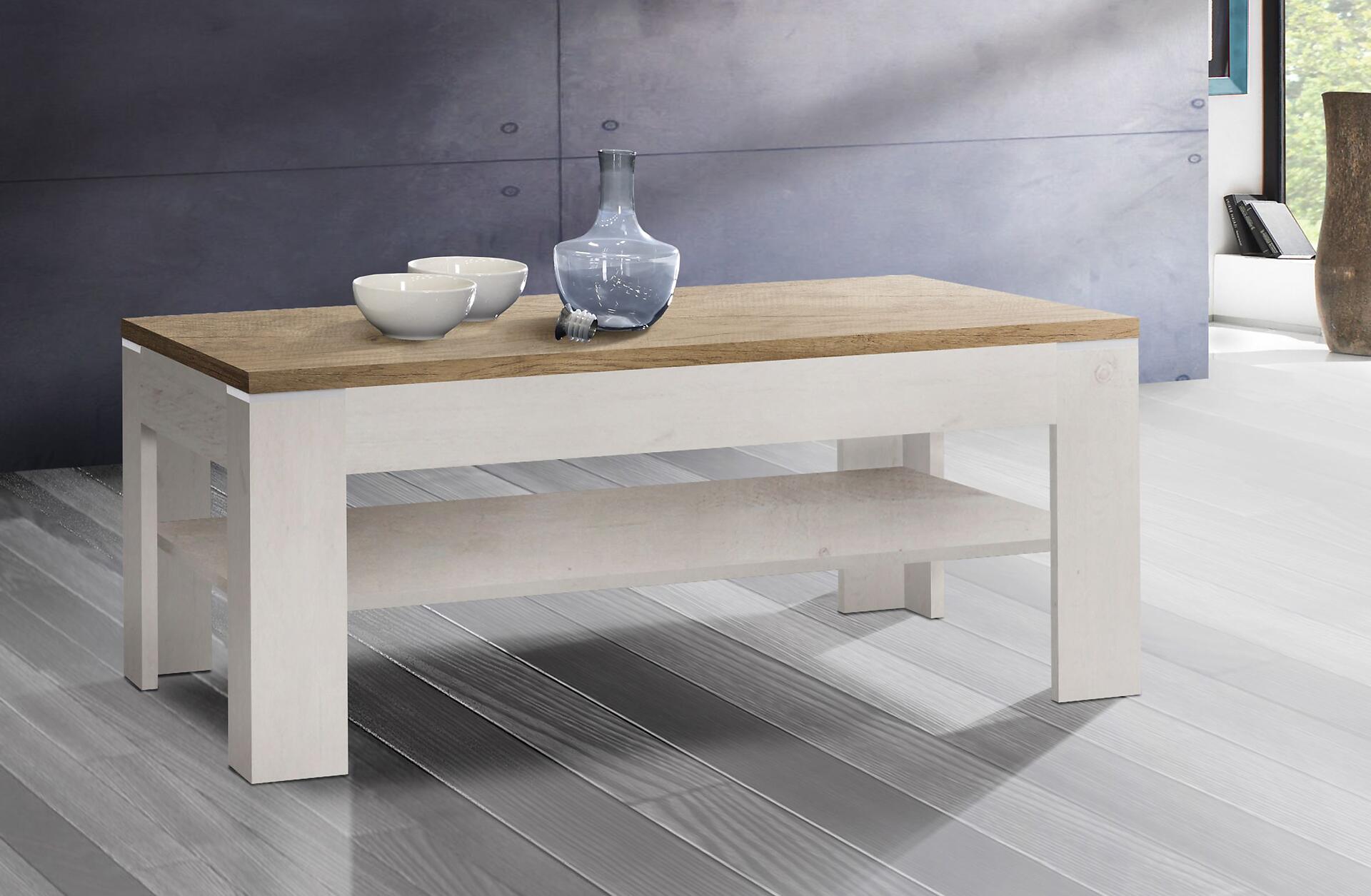 Couchtisch  weiß Pinie Nachbildung Eiche Antik Nachbildung B/H/T: ca. 120x43x75 cm