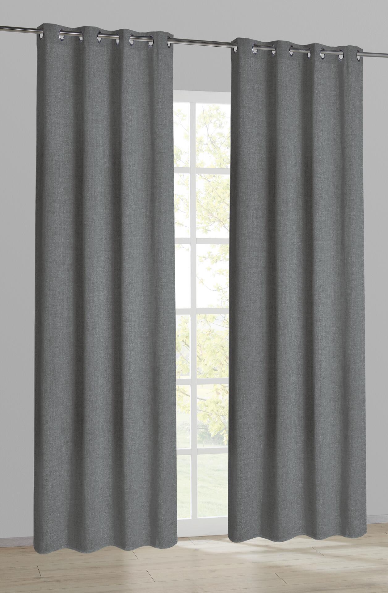 POCOline Ösenvorhang Cleo anthrazit B/L: ca. 140x240 cm