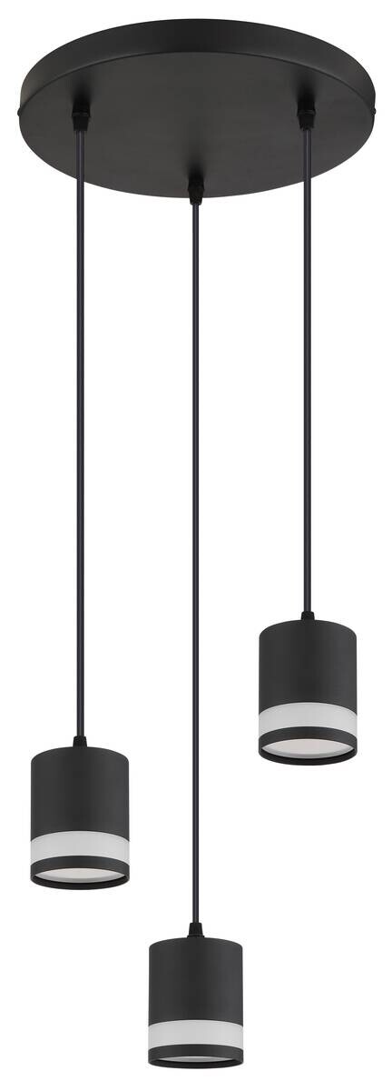 GLOBO Hängeleuchte Opal schwarz Kunststoff Metall H/D: ca. 110x30 cm 3.0 Brennstellen