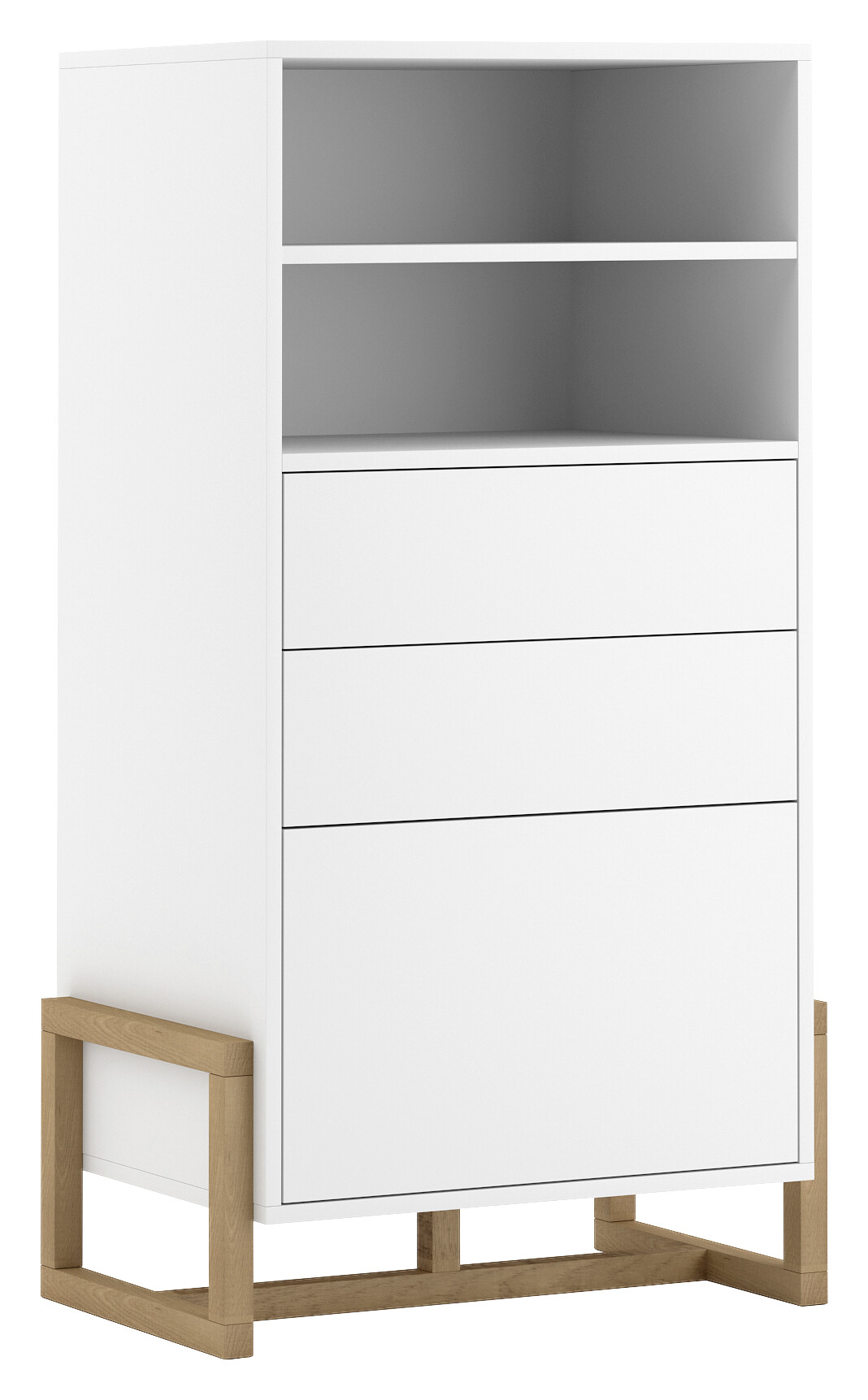 Highboard Oslo weiß matt Eiche Nachbildung B/H/T: ca. 63,4x115,7x42 cm