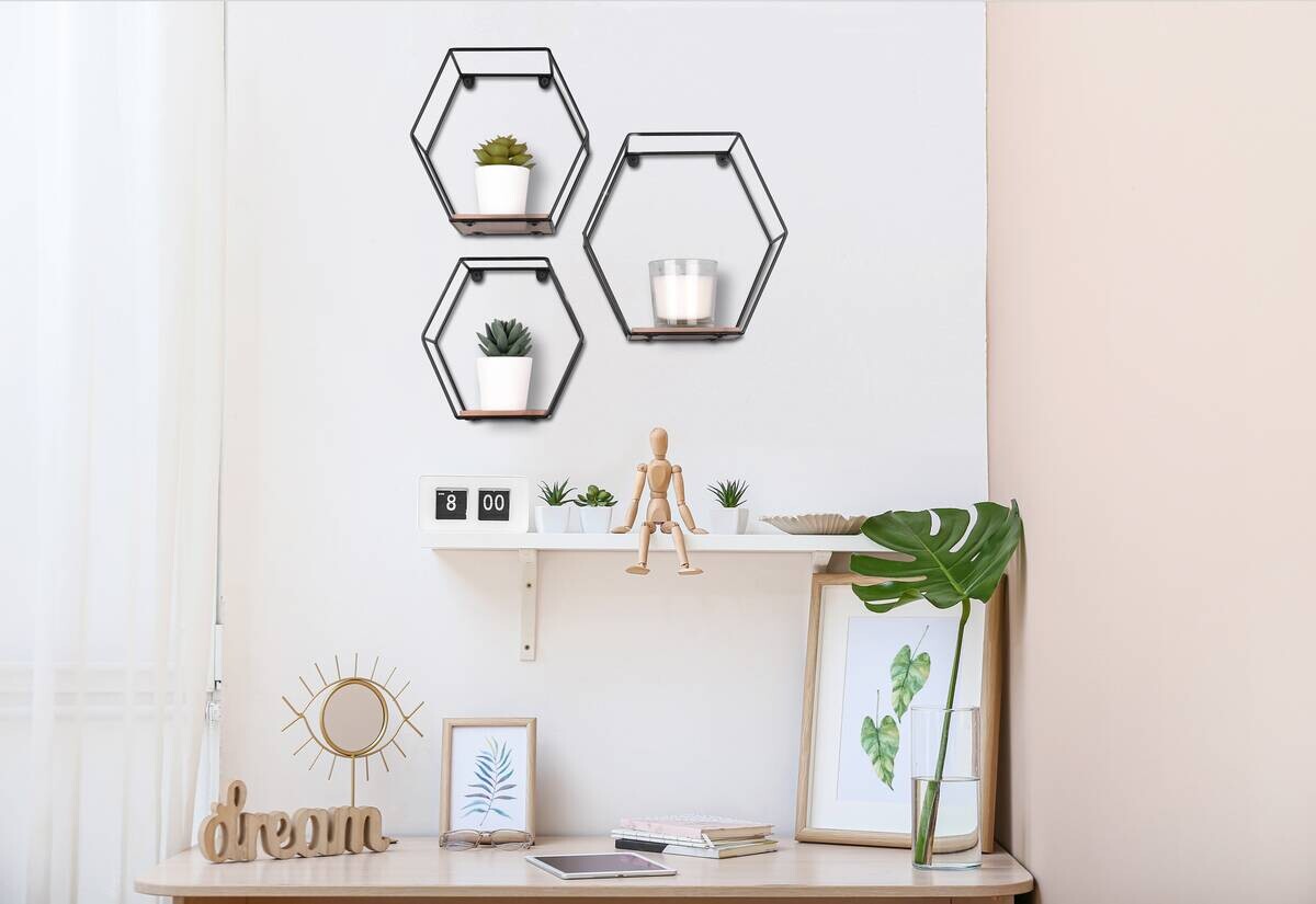 Wandregal CHIARA, 3-teilig schwarz B/H/T: ca. 22x22x11 cm