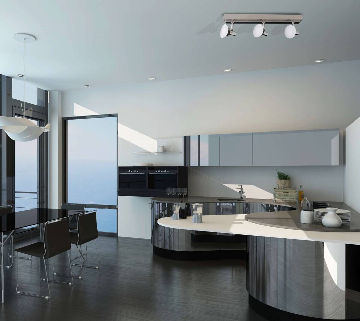 Näve Leuchten Spotleuchte 1226842 Chrom Glas Metall B/H/T: ca. 7,3x13,7x46 cm 3 Brennstellen