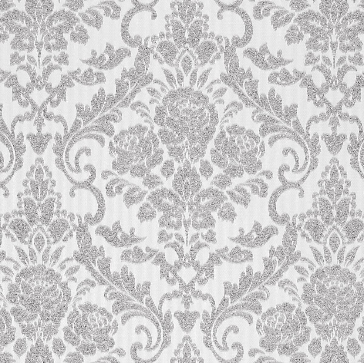 Vliestapete Ornament weiß grau B/L: ca. 53x1005 cm