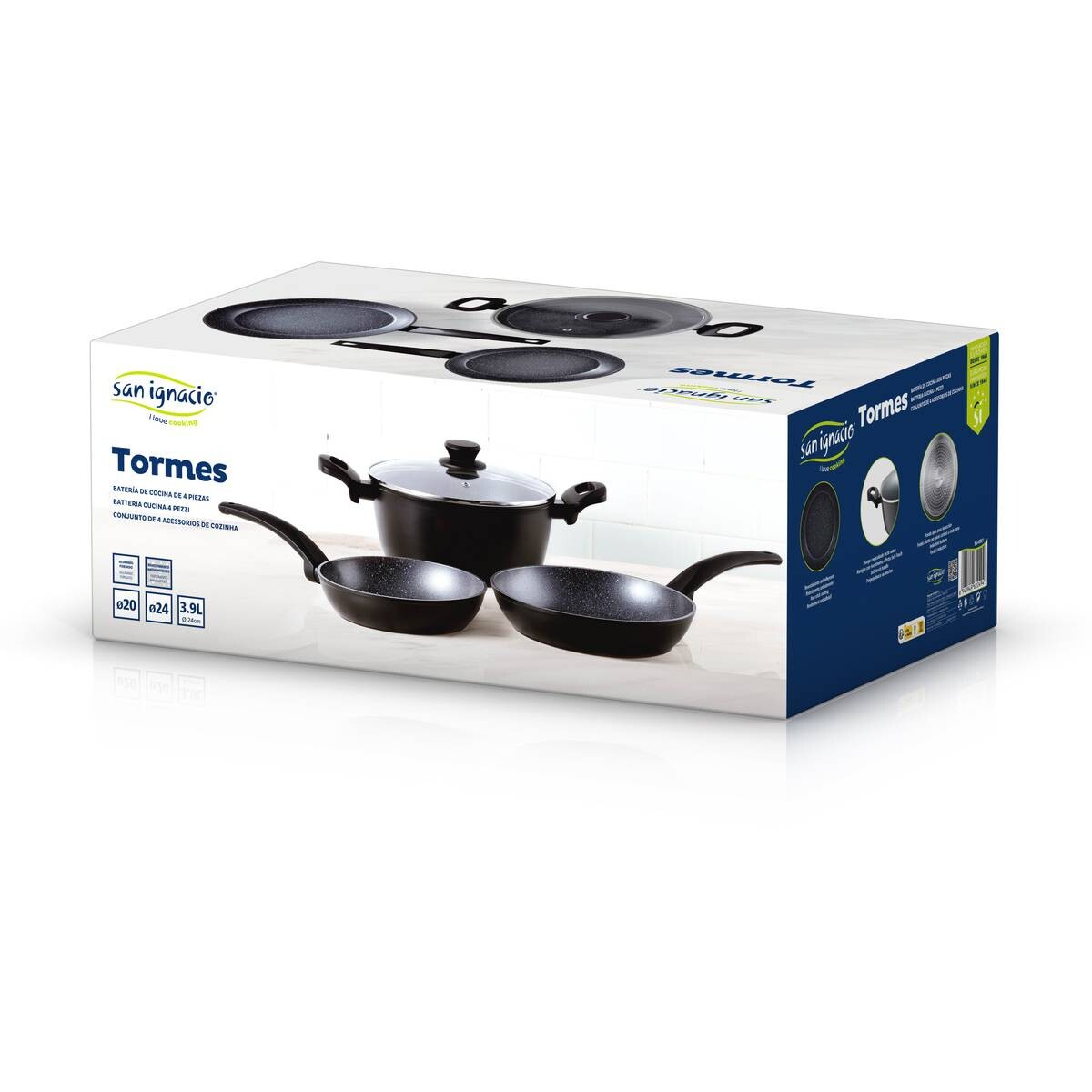 SAN IGNACIO Kochgeschirrset Tormes schwarz Aluminium 4 tlg.