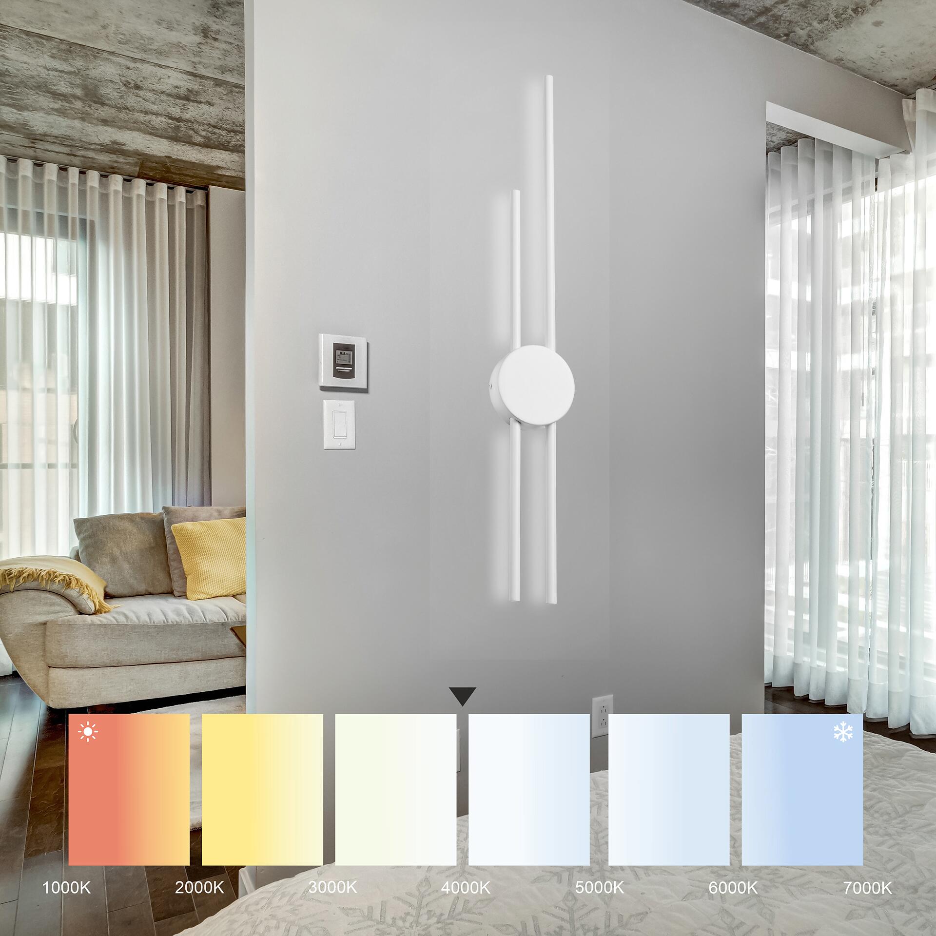 Lamkur LED-Wandleuchte weiß PVC Holz B/H/L: ca. 12x80x12 cm