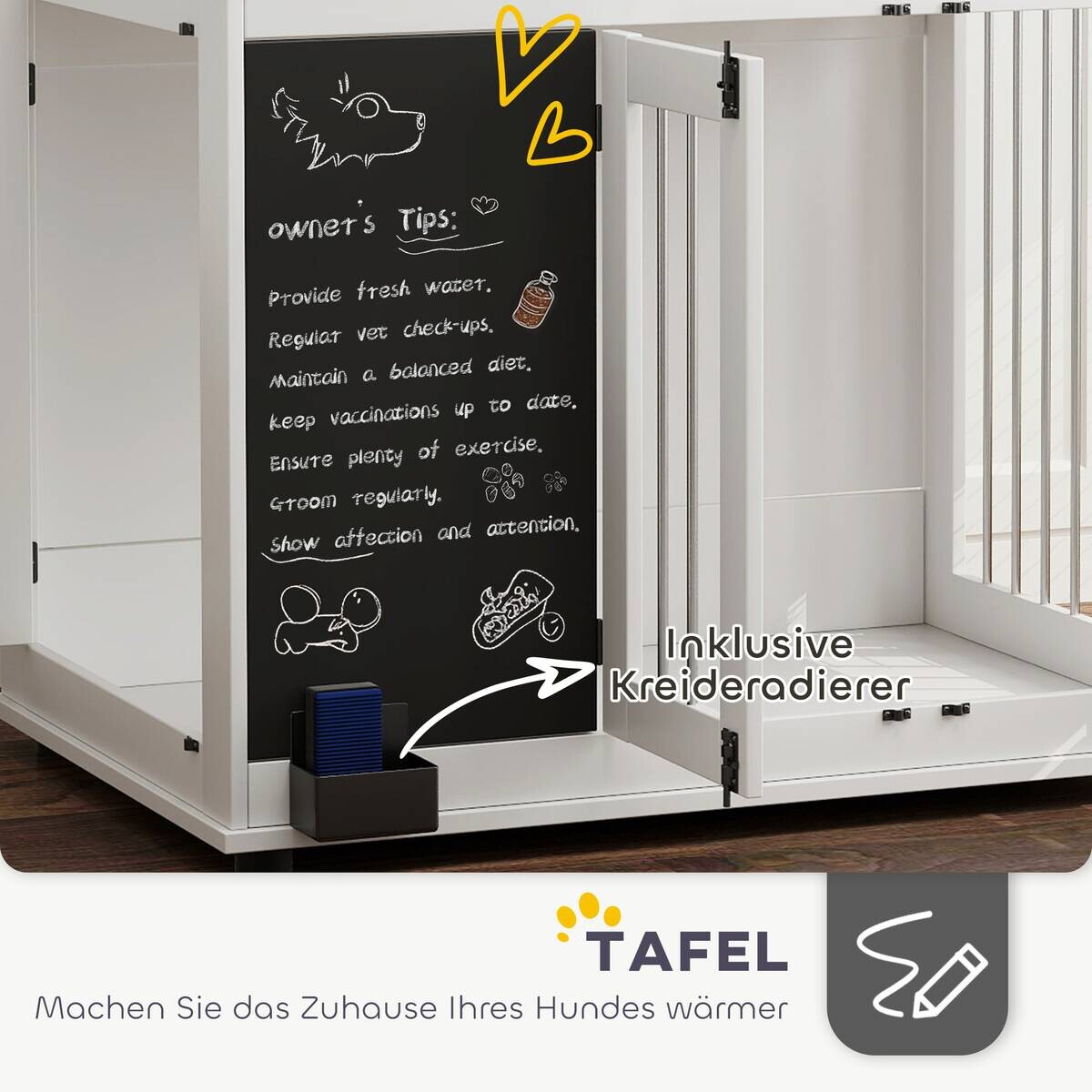 PawHut Hundekäfig weiß Stahl B/H/L: ca. 65x150x98 cm