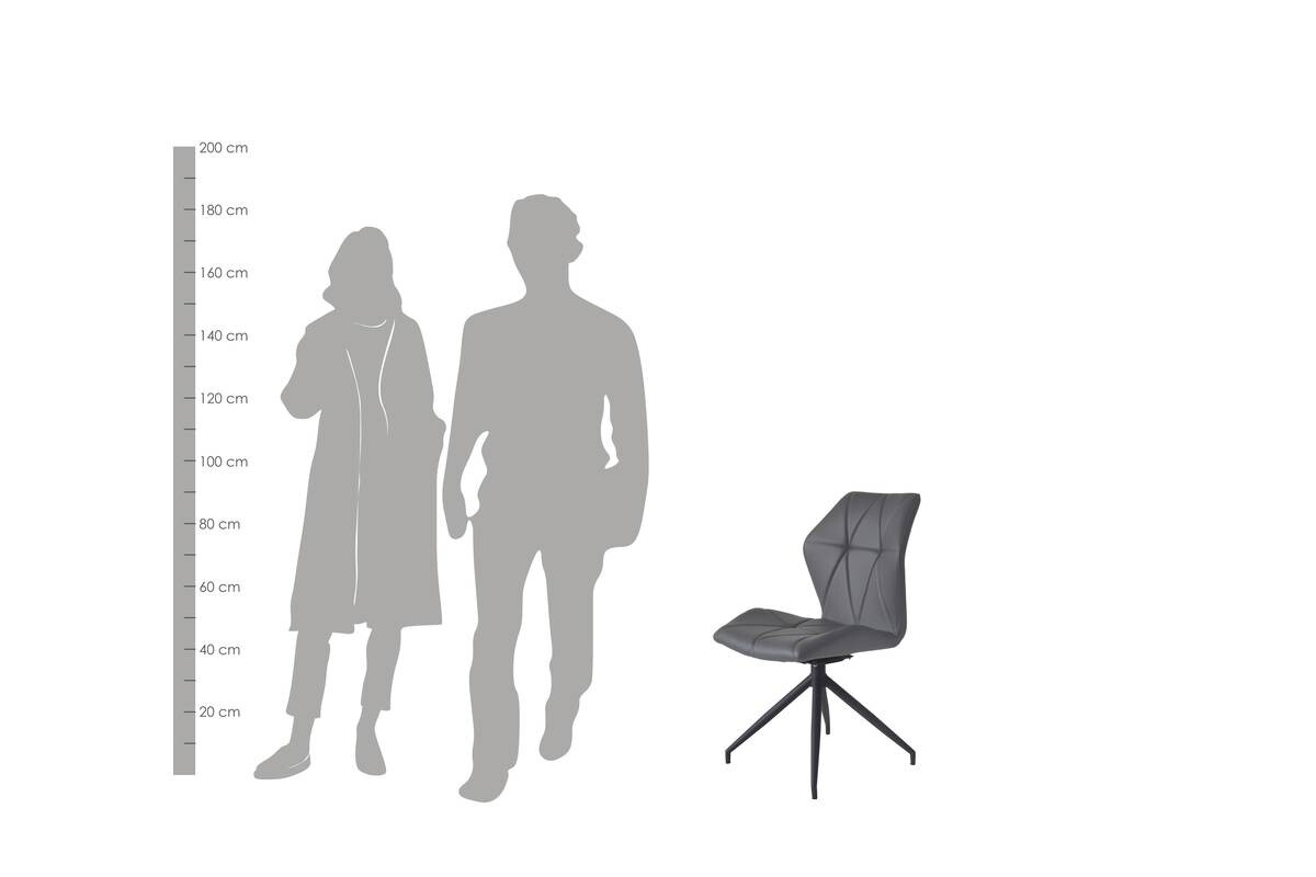 Stuhl IMKE 2er-Set grau schwarz Kunstleder Metall B/H/T: ca. 52x90,5x62 cm