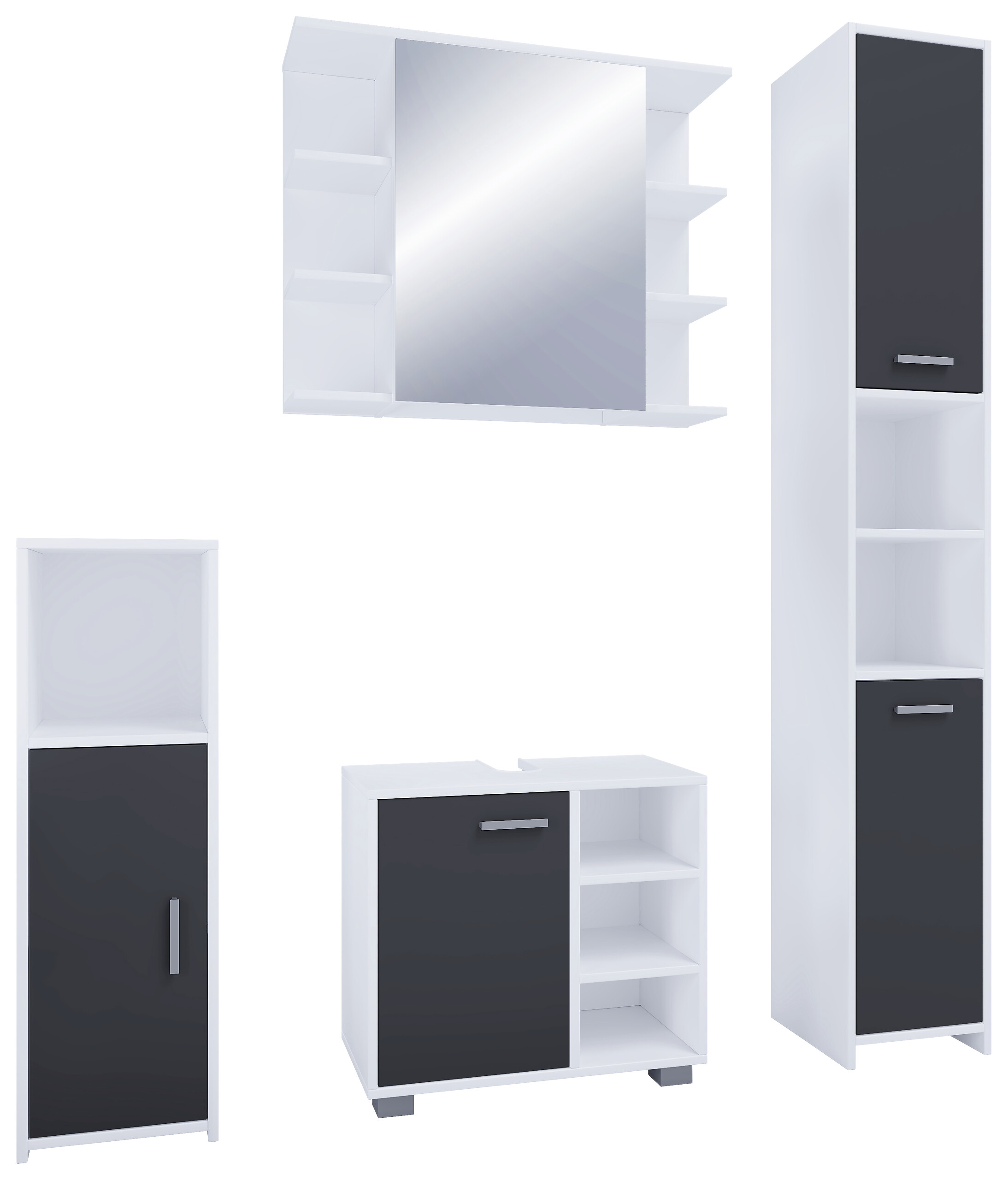 Badezimmer-Set Zalo weiß schwarz