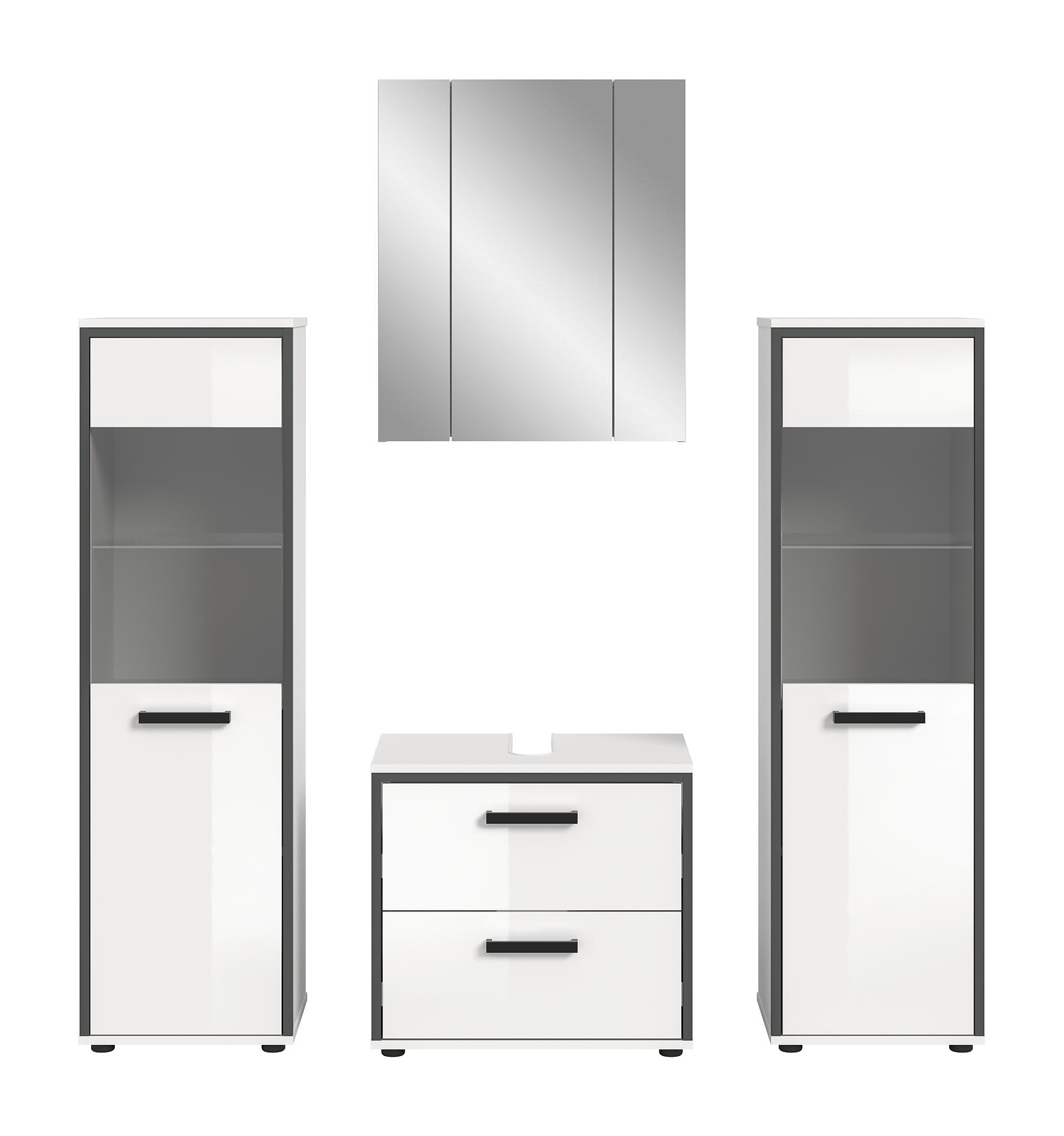 Badblock KOJAK weiß Hochglanz anthrazit grau B/H/T: ca. 171x188x37 cm