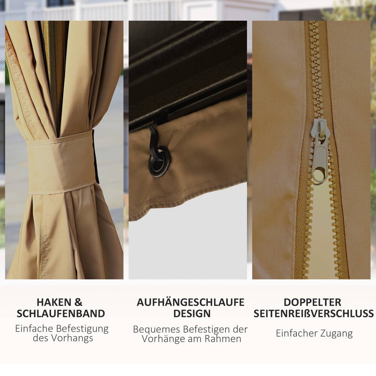 Outsunny Pavillon braun Aluminium B/H/L: ca. 298x280x398 cm