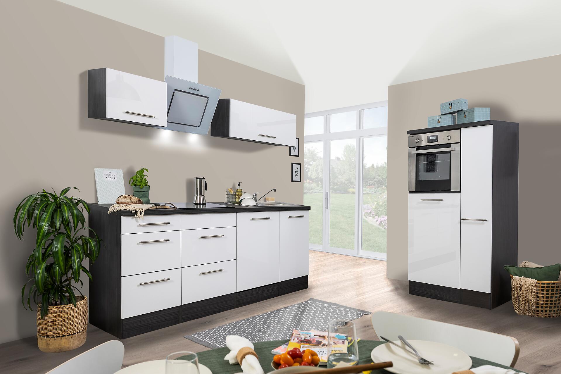 Respekta Küchenblock Amanda weiß Hochglanz B/H/T: ca. 310x200x60 cm