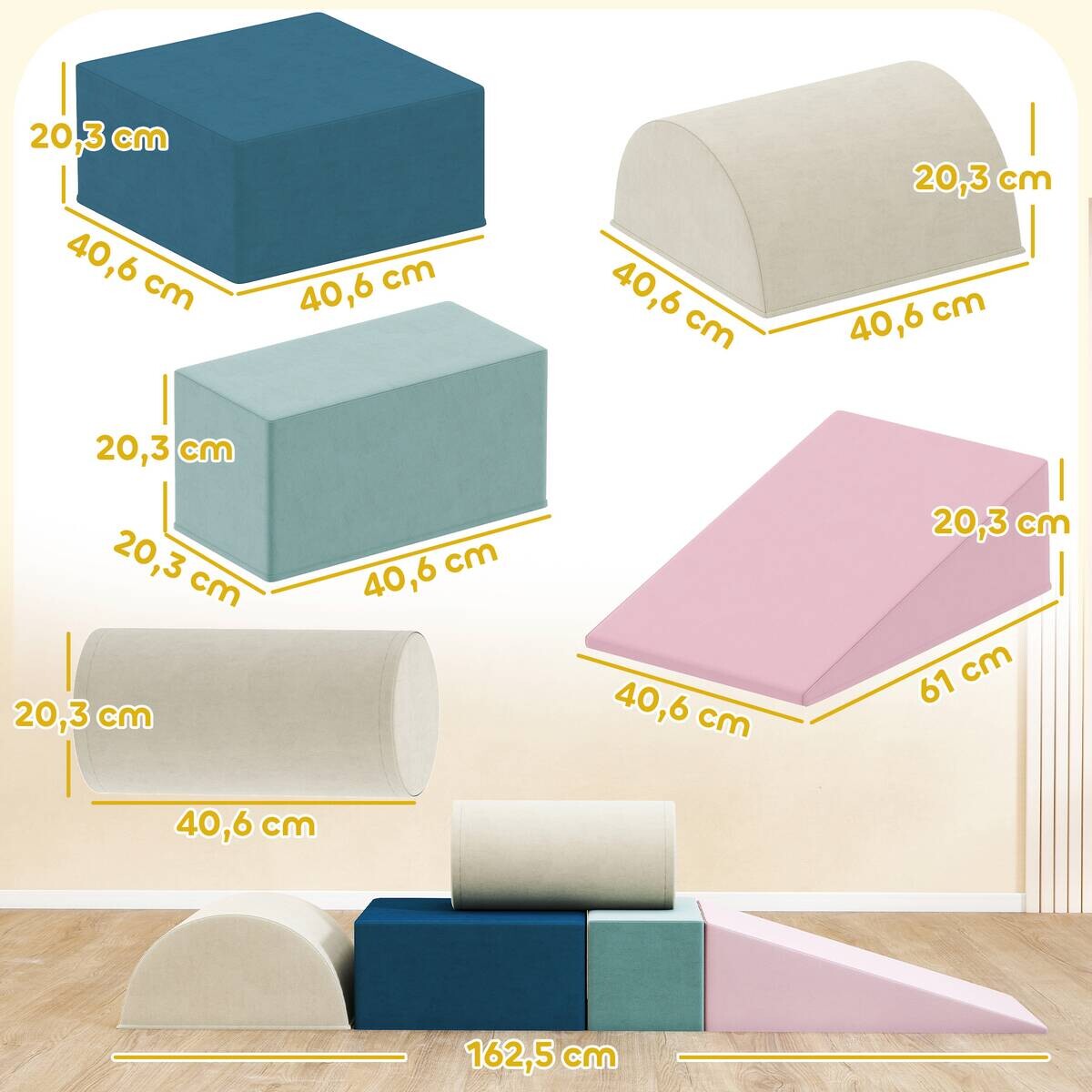 AIYAPLAY Schaumstoffbausteine B/H/L: ca. 40,6x60x61 cm