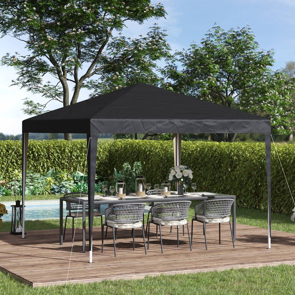 Outsunny Pavillon schwarz Stahl B/H/L: ca. 295x255x295 cm
