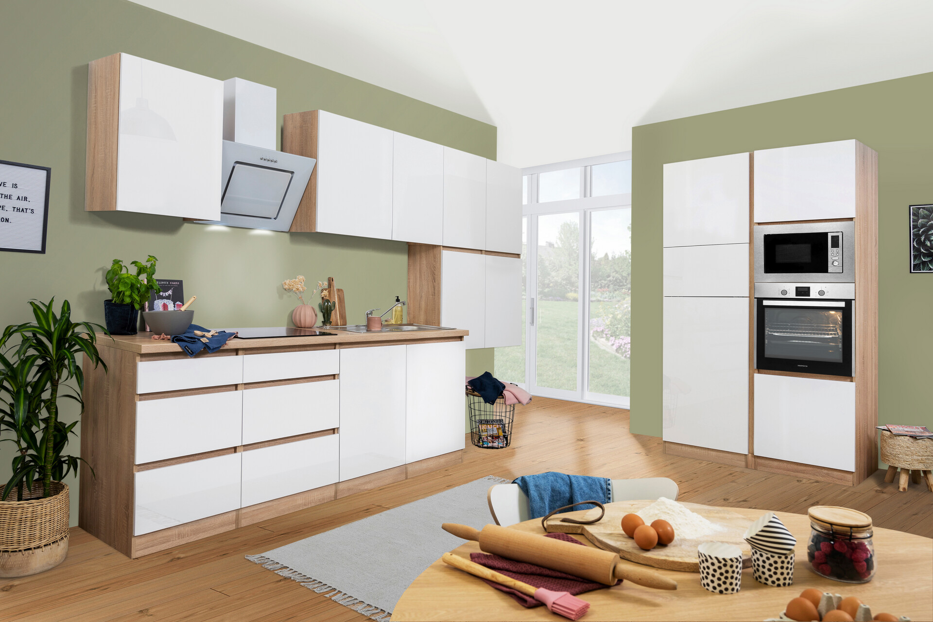 Respekta Küchenblock Premium weiß hochglänzend B/H/T: ca. 445x220,5x60 cm