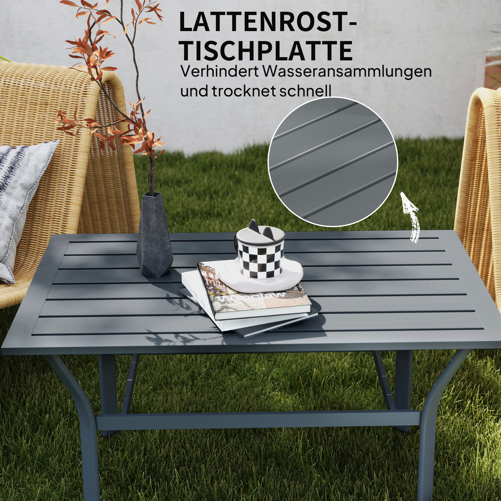 Outsunny Beistelltisch dunkelgrau Metall B/H/L: ca. 55x45x91,5 cm