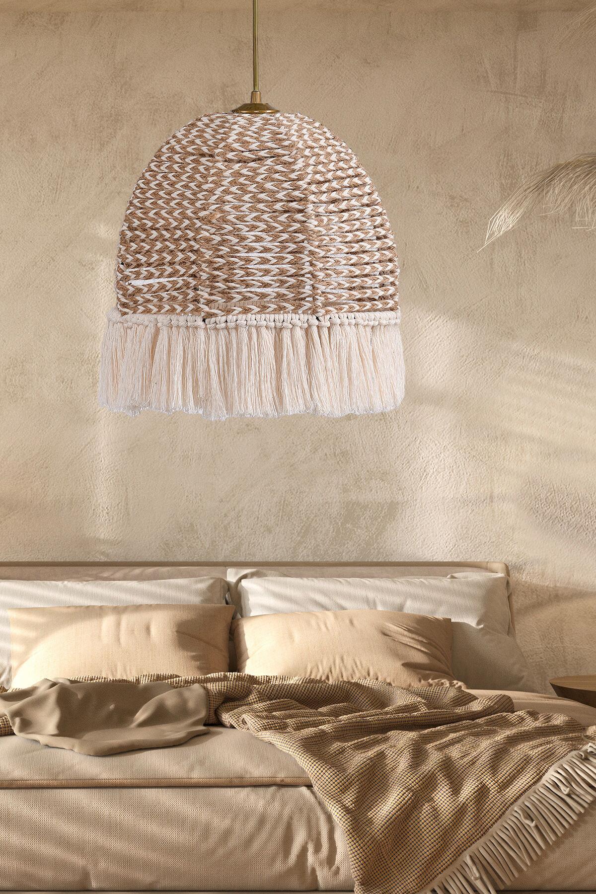 Opviq Pendelleuchte ecru B/H/T/L/D: ca. 30x80x30x30x30 cm E27 1 Brennstellen