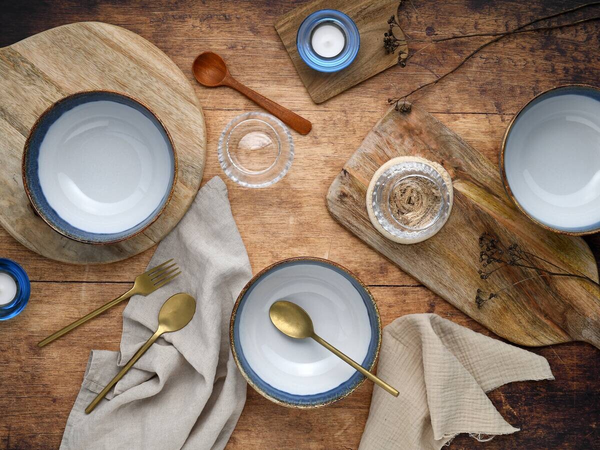 CreaTable Schüssel-Set Cascade blau Steinzeug