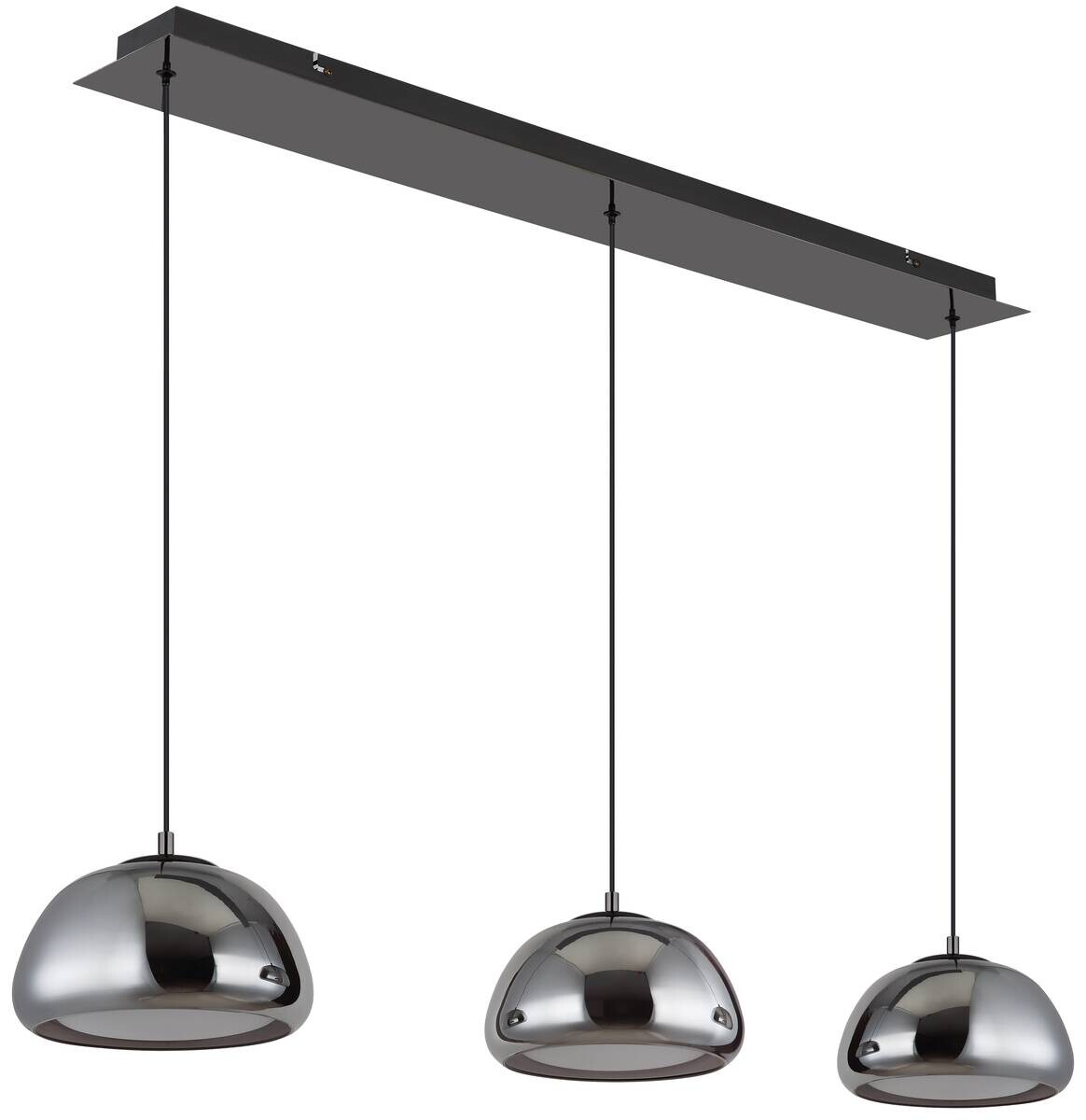 GLOBO Hängeleuchte Chrom schwarz Glas Metall B/H/L: ca. 36x21x101 cm