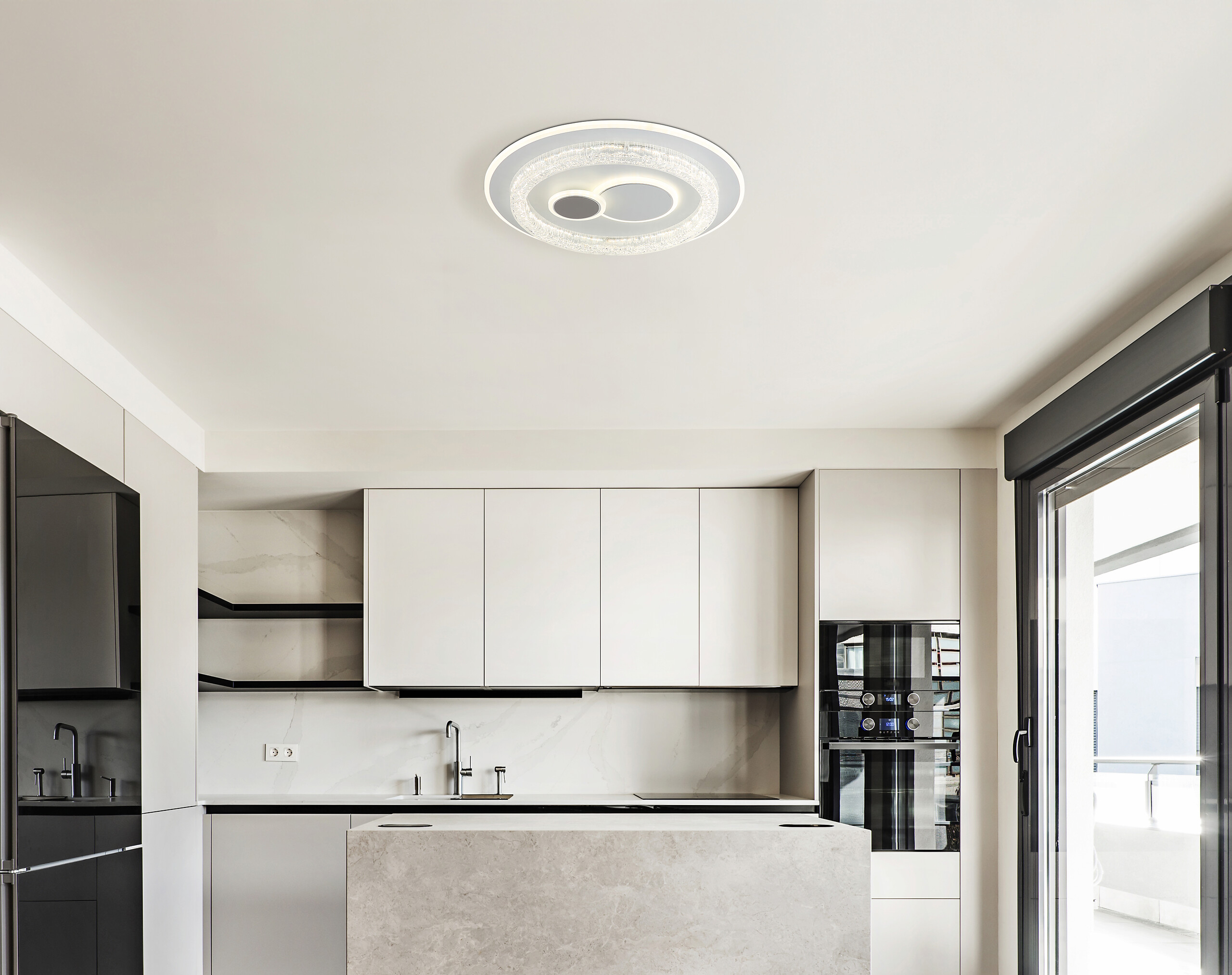 GLOBO LED-Deckenleuchte Opal weiß klar Acryl Metall H/D: ca. 6x49,5 cm 1 Brennstellen