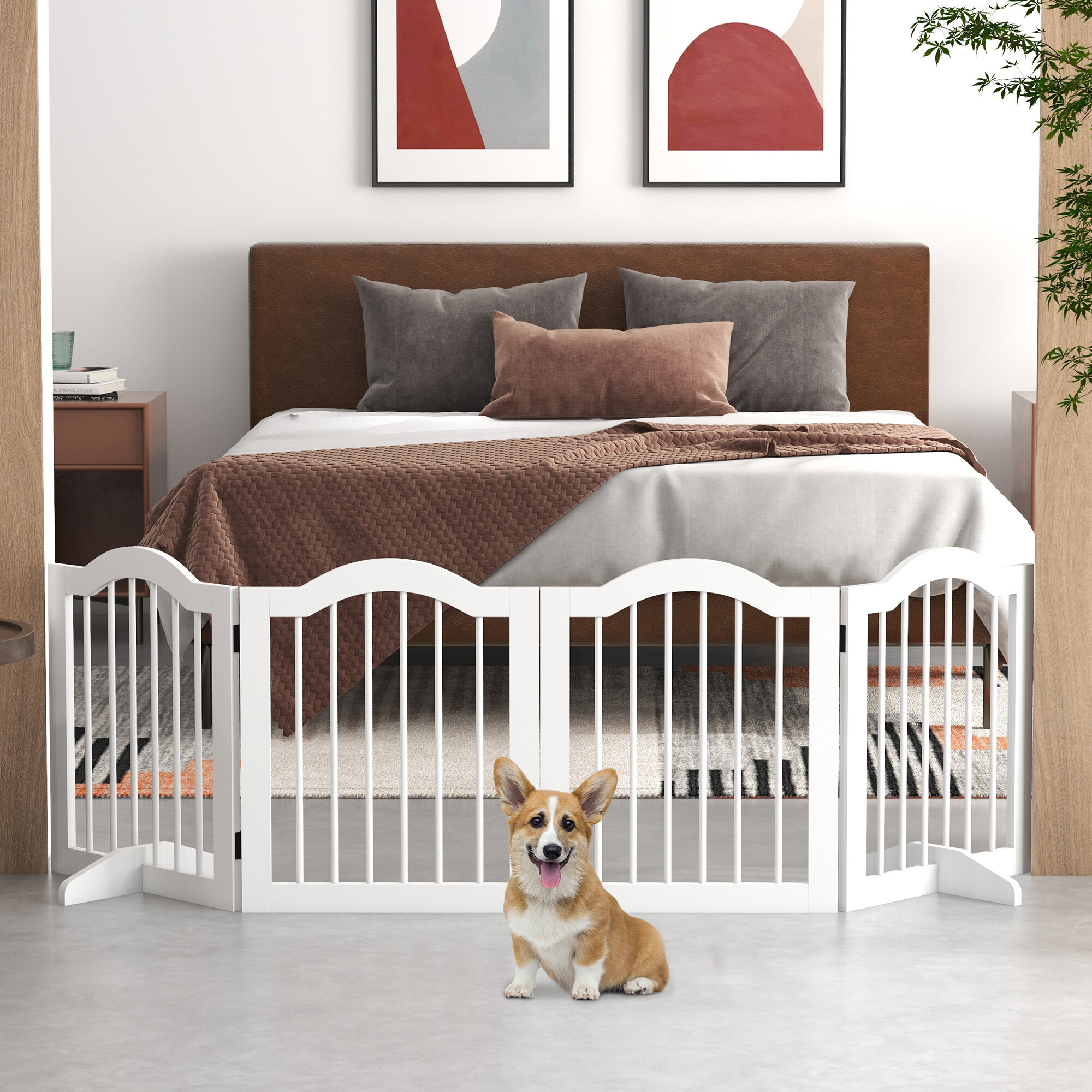 PawHut Schutzgitter weiß MDF B/H/L: ca. 29,5x61x203,5 cm