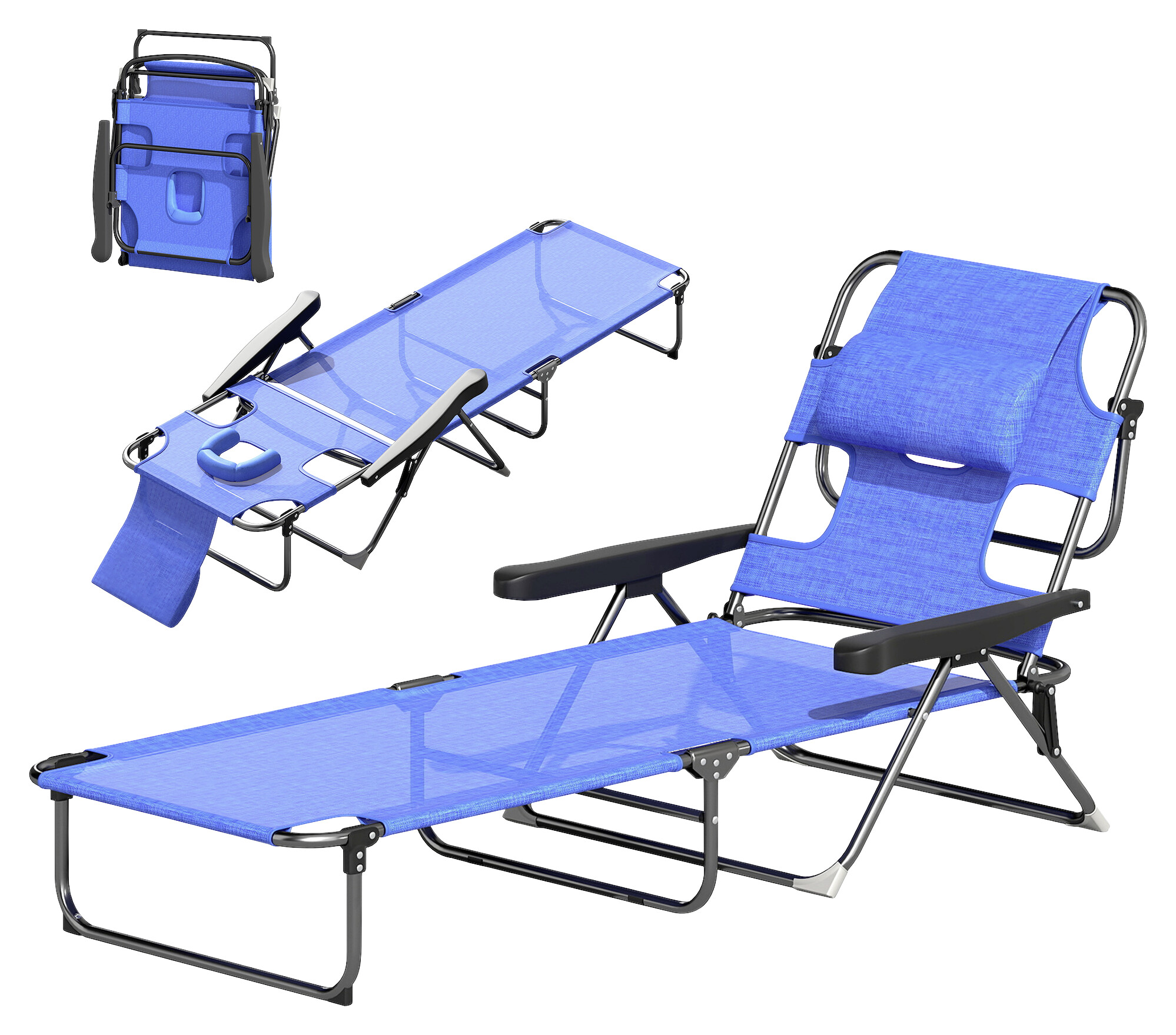 Outsunny Sonnenliege blau Stahl B/H/L: ca. 72x31x194 cm