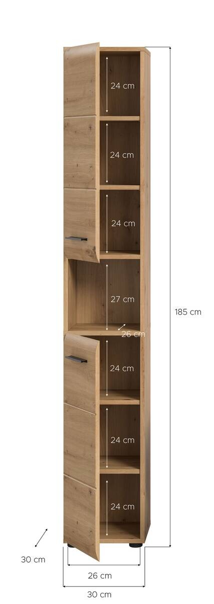 Hochschrank Ice Artisan Oak Nachbildung B/H/T: ca. 30x185x30 cm