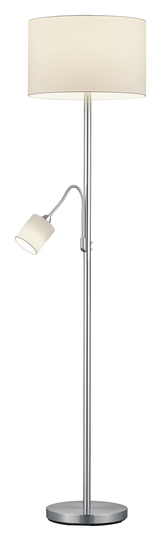 TRIO Stehleuchte Hotel nickel matt weiß Metall Stoff H/D: ca. 170x40 cm E27 2 Brennstellen