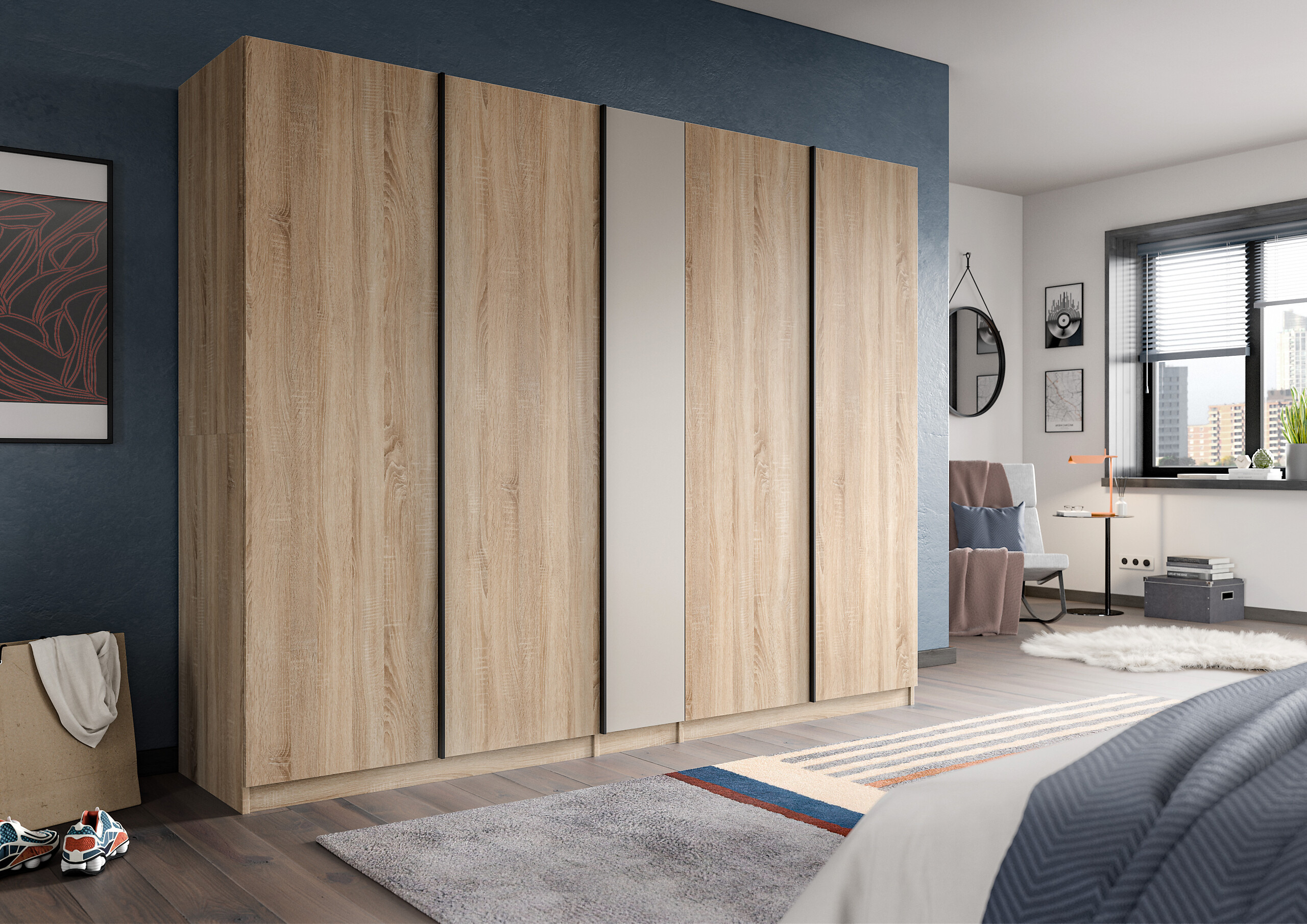 Kleiderschrank OAKLAND Eiche Sonoma Nachbildung Cashmere B/H/T: ca. 230x183x53 cm Kleiderschrank OAKLAND Eiche Sonoma Nachbildung Cashmere B/H/T: ca. 230x183x53 cm