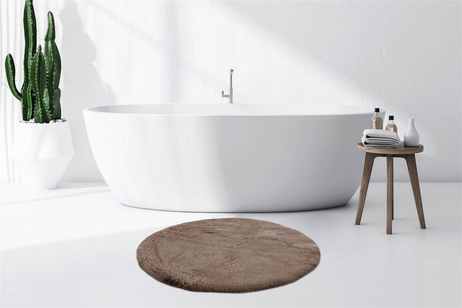 Kayoom Hochflorteppich Badematte Rabbit 225 sand B/H/L: ca. 100x3,5x100 cm