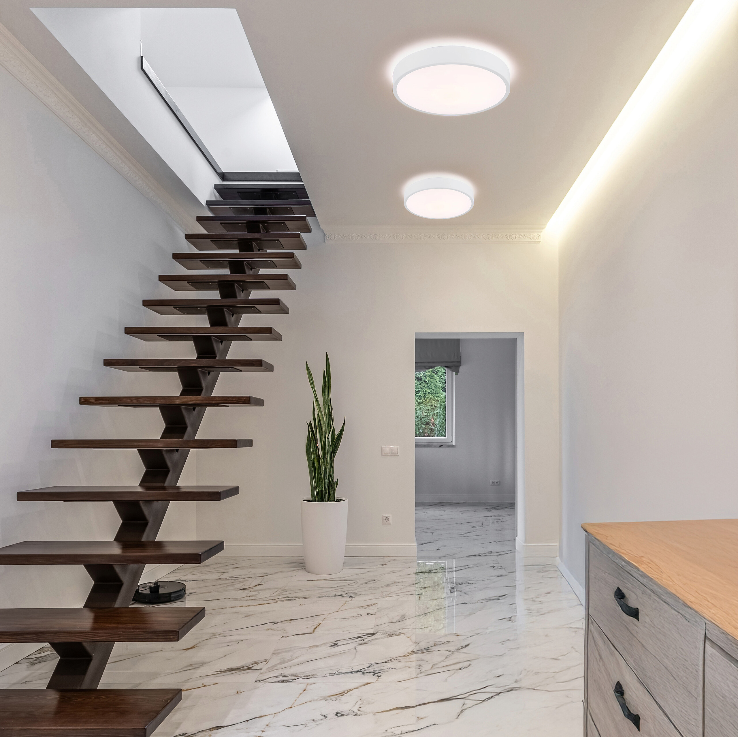 GLOBO LED-Deckenleuchte Opal weiß Kunststoff Metall H/D: ca. 7x33,2 cm 1 Brennstellen