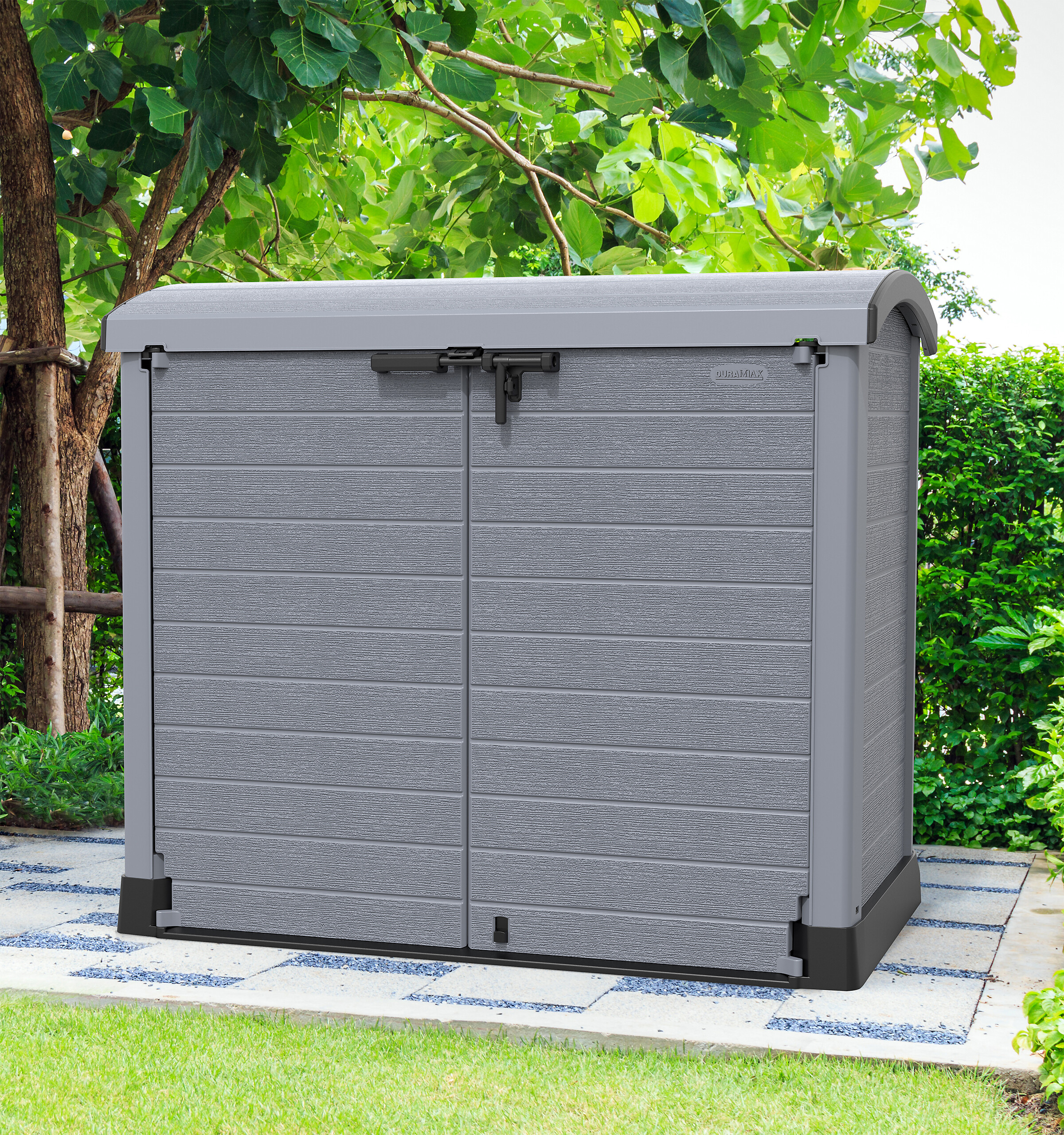 VCM Mülltonnenbox 2er StoreAway grau Kunststoff B/H/L: ca. 145x125x83 cm