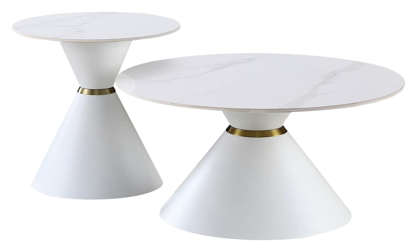 Couchtisch C222W-Twin weiß gold Keramik Metall B/H: ca. 80x40 cm Couchtisch C222W-Twin weiß gold Keramik Metall B/H: ca. 80x40 cm