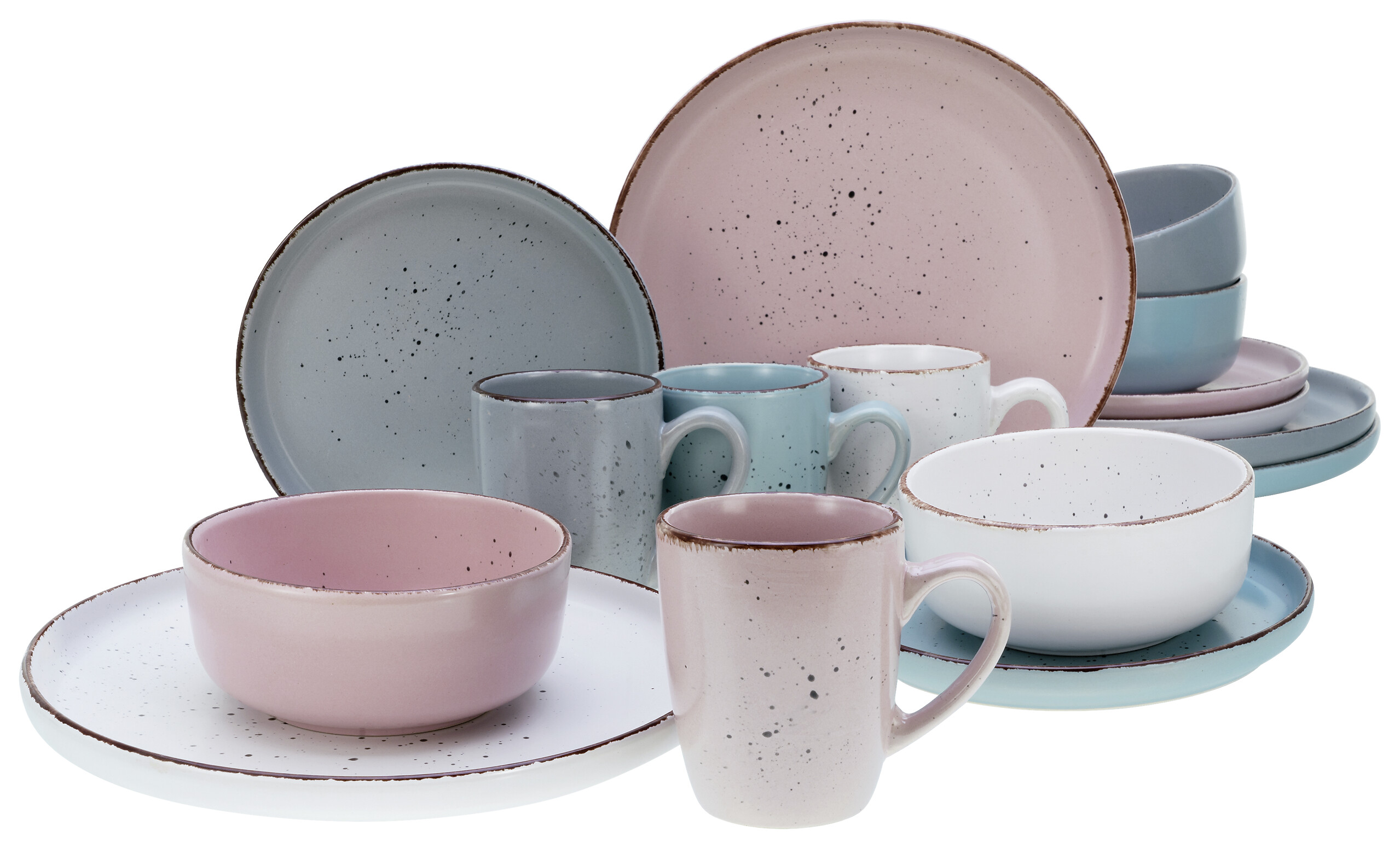 CreaTable Kombiservice Modern Fashion multicolor Steinzeug 16 tlg.