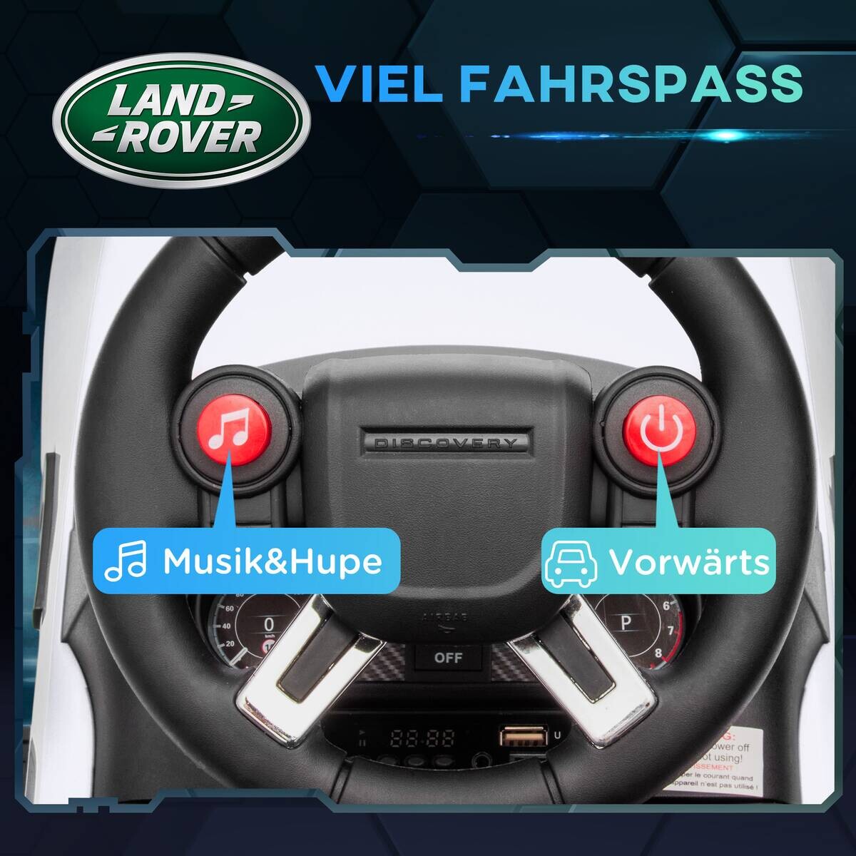 AIYAPLAY Kinder-Elektroauto weiß B/H/L: ca. 43x40x65 cm