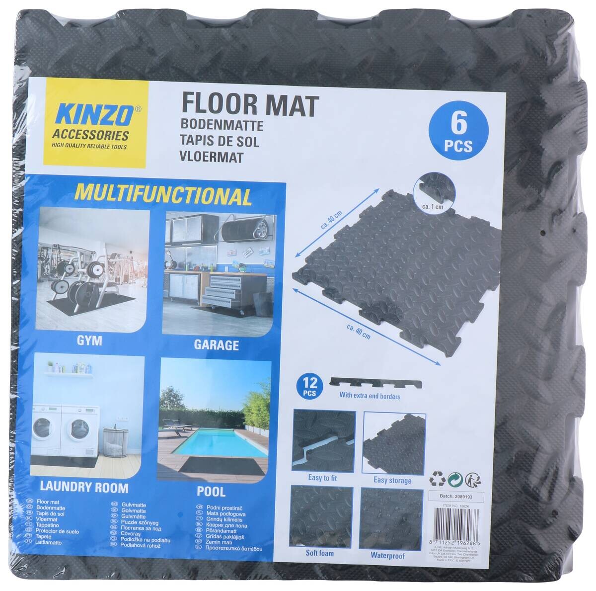 Bodenmatte schwarz B/H/L: ca. 40x1x40 cm 6 tlg.