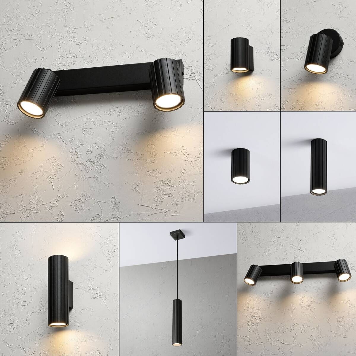 Lamkur Strahler Prisma schwarz Stahl B/H/L: ca. 6,5x16,5x30 cm 2 Brennstellen