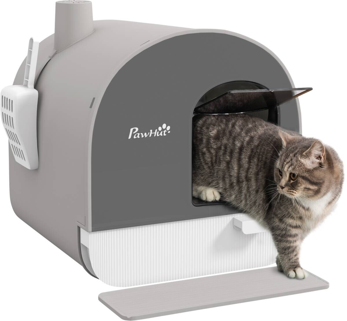 PawHut Katzentoilette grau Kunststoff B/H/L: ca. 44x47x43 cm