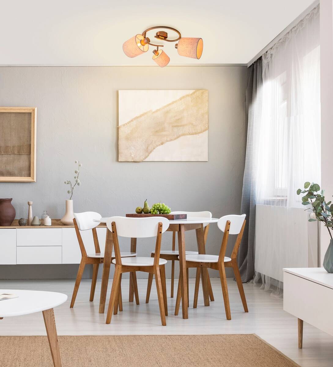 Näve Leuchten Spotleuchte 1386644 beige Metall Textil B/H/T: ca. 52x22x52 cm 3 Brennstellen