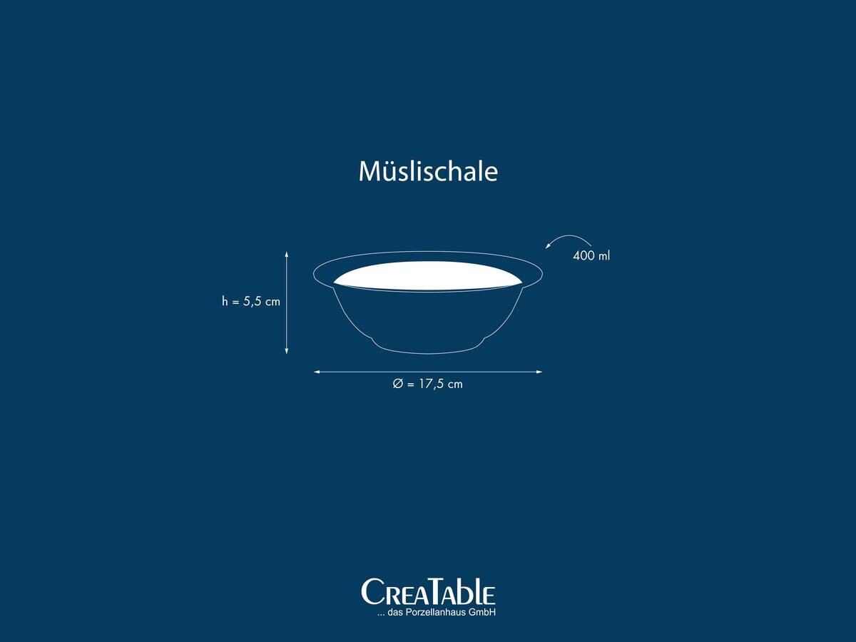 CreaTable Müslischale Polo weiß Porzellan 6 tlg.
