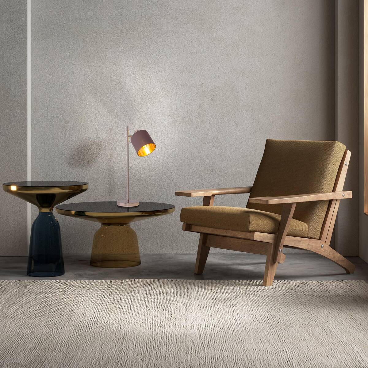 Näve Leuchten Tischleuchte 3189214 braun Metall Textil B/H/T: ca. 12x51x18 cm E14 1 Brennstellen