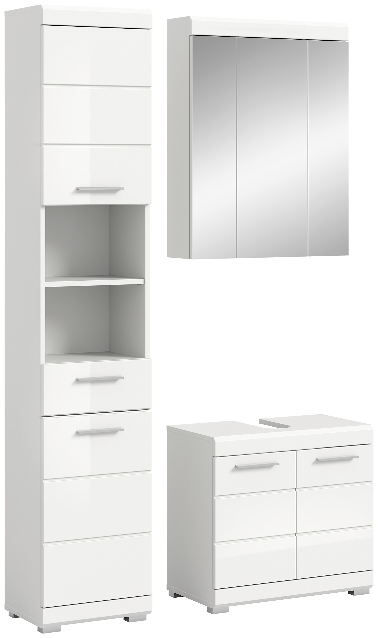 Badezimmer-Set Scout weiß weiß Hochglanz B/H/T: ca. 112x191x34 cm Badezimmer-Set Scout weiß weiß Hochglanz B/H/T: ca. 112x191x34 cm