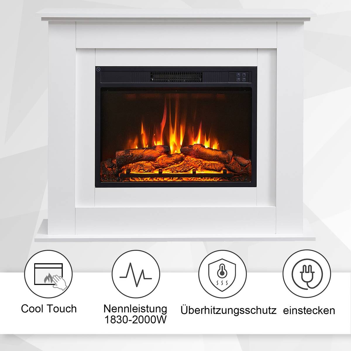 Balderia Elektrischer-Kamin EF447A-MT447A-W weiß B/H/T: ca. 82x100x25 cm