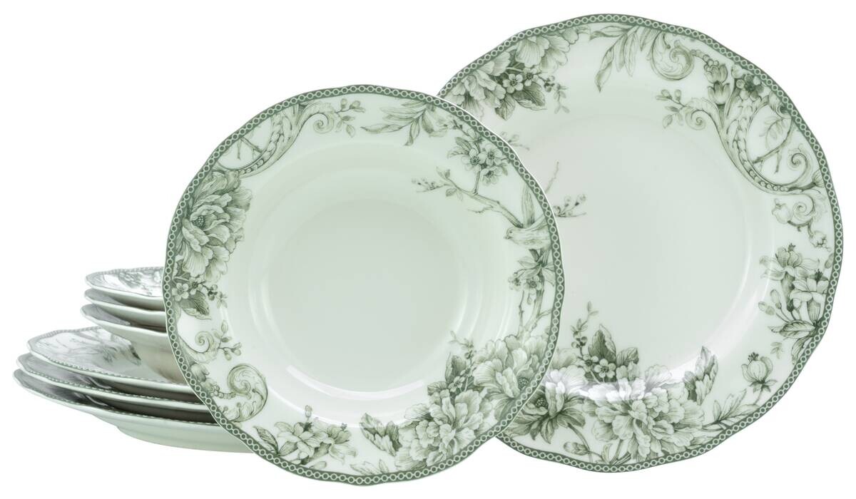 CreaTable Tafelservice Adelaide Grün grün Porzellan 8 tlg.